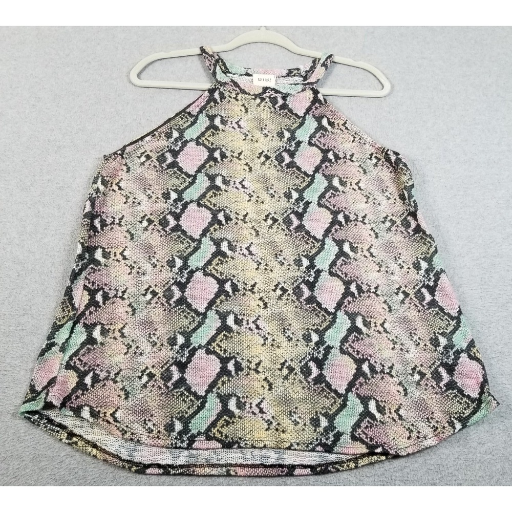 BIBI Halter Tank Top Women M Medium Snakeskin Print Sleeveless Knit See Through